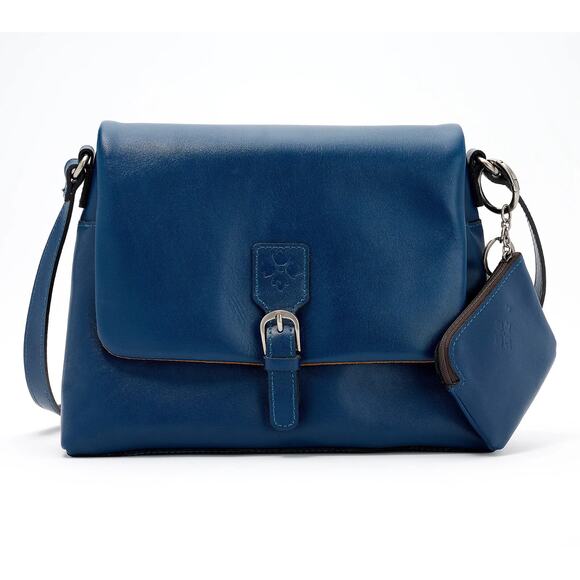 Patricia Nash Leather Medium Flap Crossbody CoinPouch Cerulean Blue bag A660568